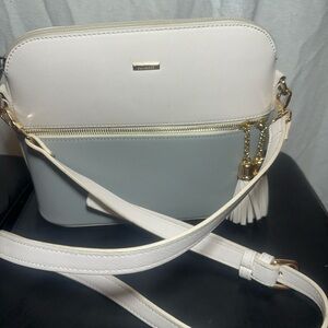 Elegant White and Gray Crossbody Bag